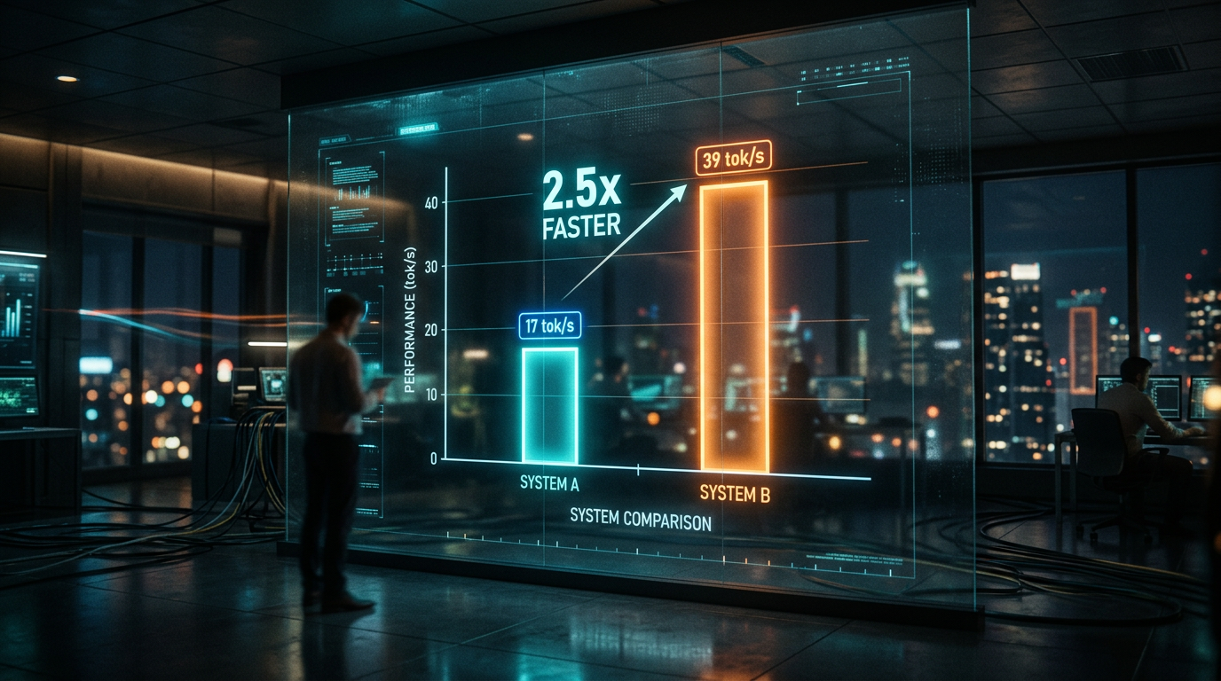Bar chart comparing system performance showing System B faster than System A